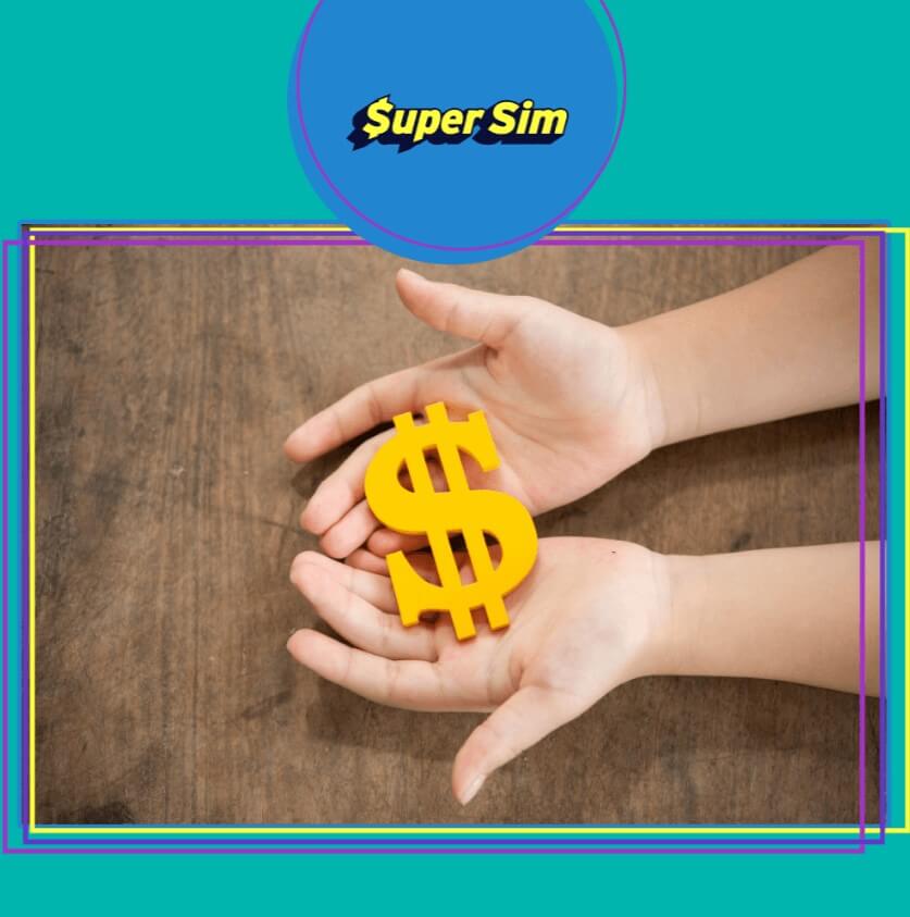 Dinheiro nas mãos com a SuperSim