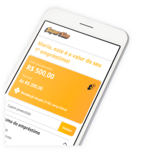 celular solicitando empréstimo SuperSim de 500 reais