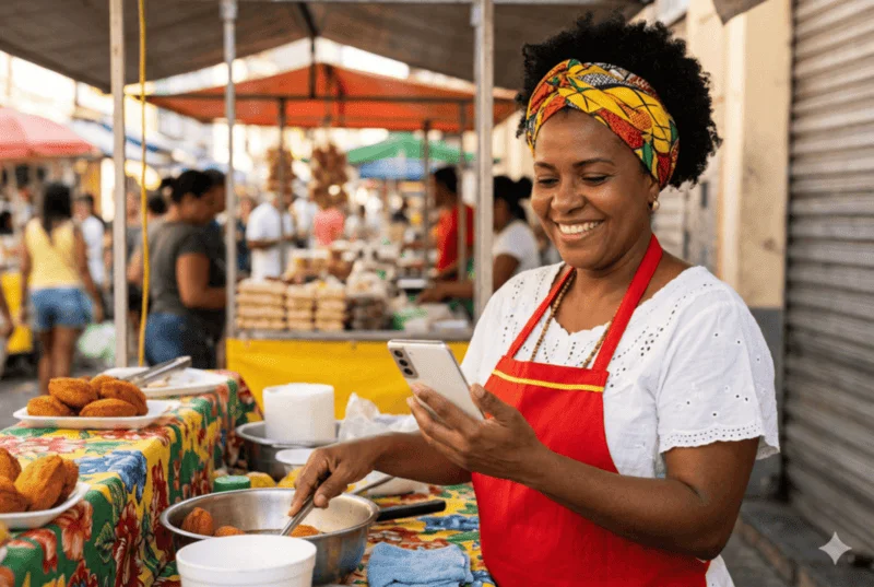 Trabalhador autônomo em ambiente de trabalho, representando o perfil que mais sofreu exclusão bancária no Brasil