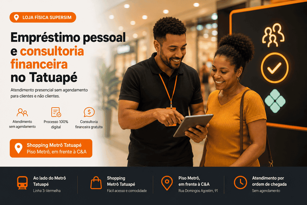 Quiosque da SuperSim no piso Metrô do Shopping Metrô Tatuapé, em frente à C&A