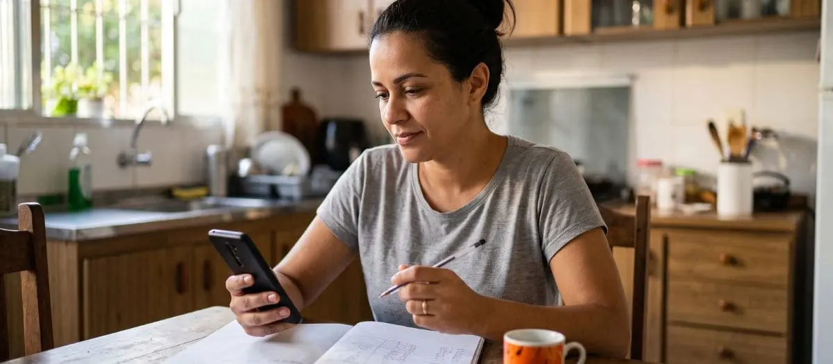 Mulher que recebe Bolsa Família pesquisa no celular se pode pegar empréstimo