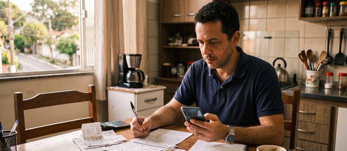 Homem organiza contas em dia para subir o score do Serasa