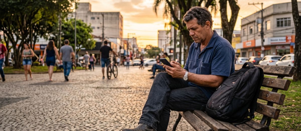 Trabalhador compara opções de crédito com liberação rápida pelo celular